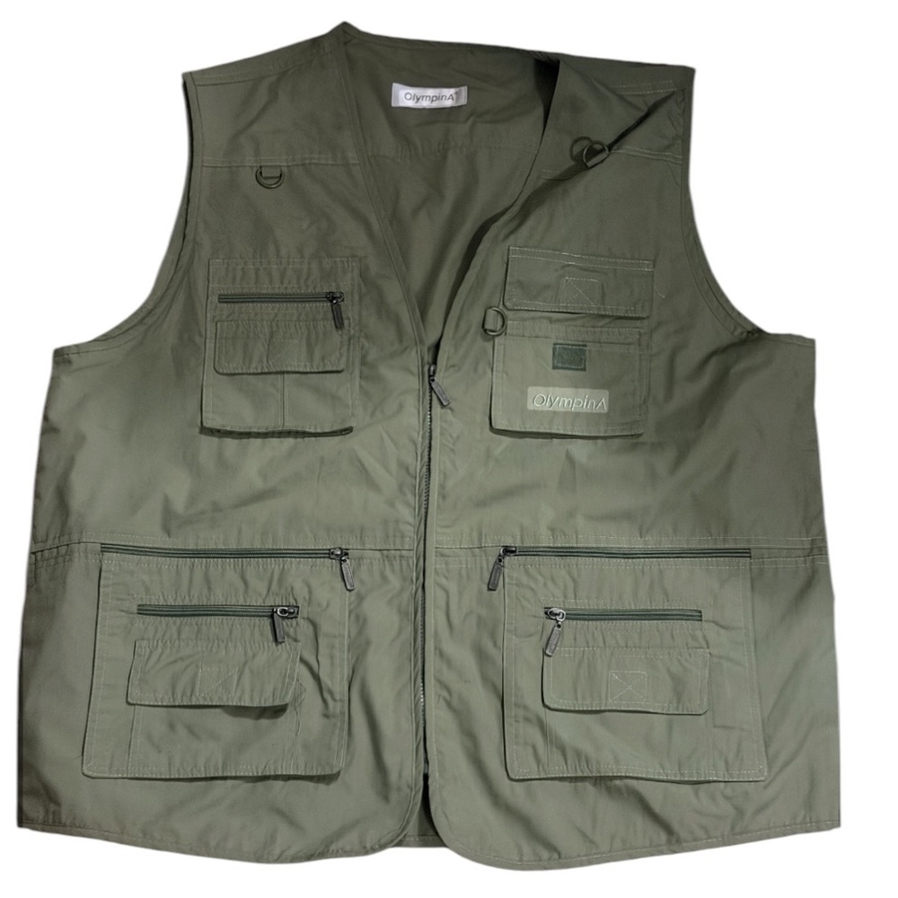 OlympinA mens XL or XXL vest fishing hunting bird Vest with Multiple Zip Pockets